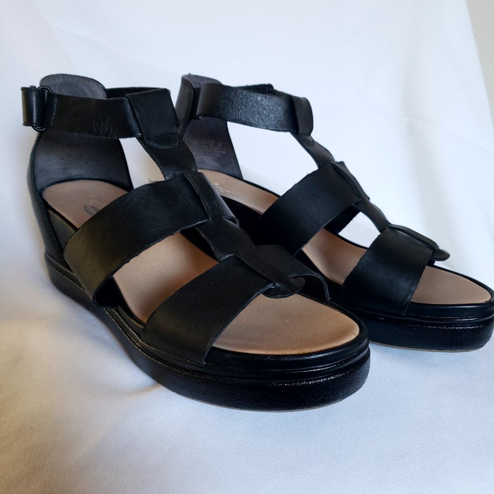 Black Gladiator Wedge Platform Sandals - Sz 9 - Dr Scholl's - Picture 3 of 14